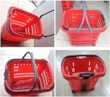 Stackable пластичная корзина для товаров с колесами для бакалеи/супермаркета