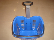 Вытягивать пластиковую корзину для товаров ручки телескопа с 2 колесами