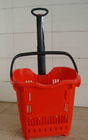 Пластичная корзина для товаров завальцовки супермаркета телескопа с 2 колесами PU