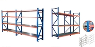 Голубое и оранжевое промышленное хранение склада кладет вешалки паллета вертикали систему на полку регулируемой